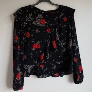 Mavi Black longsleeve rockabilly retro inspired blouse
